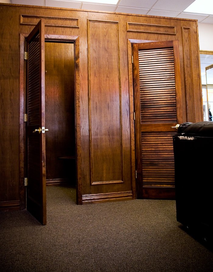 Wooden fitting-room doors
